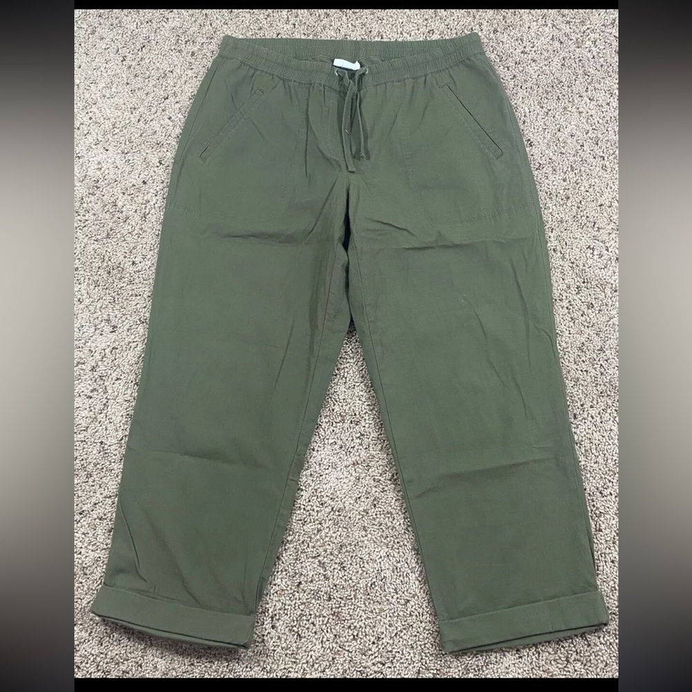 🌟 🌟 🌟  J. Jill Green Chino Drawstring Cuffed Cropped Pants 🌟 🌟 🌟